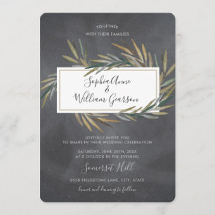 Invitation Tableau de bord et aquarelle rustique Mariage simp