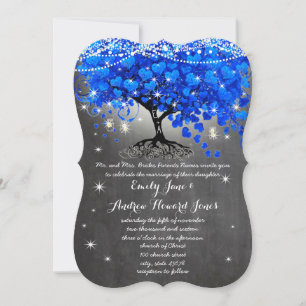 Invitation Tableau de bord Royal Blue Heart Leaf Tree Mason J