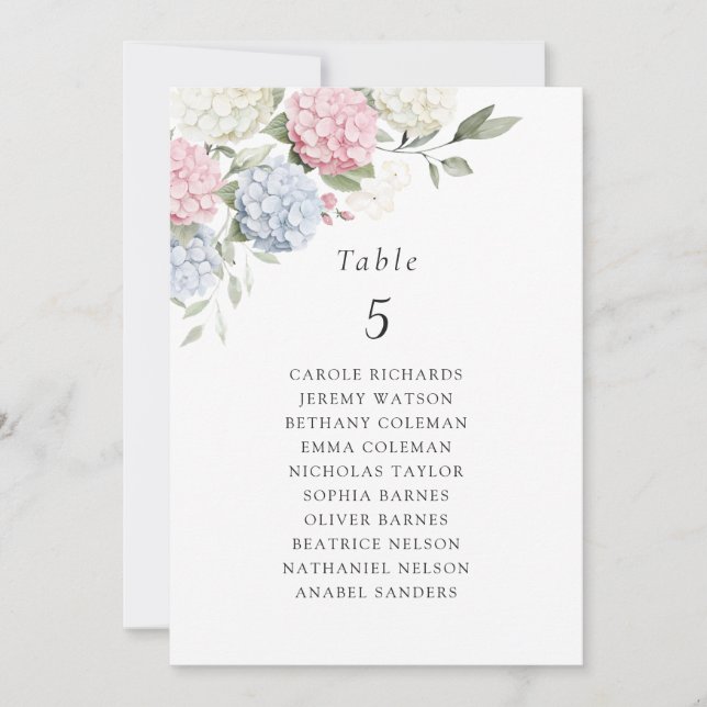 Invitation Tableau de disposition des sièges Floral Blue Pink (Devant)