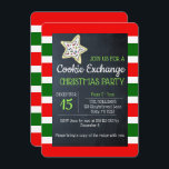 Invitation Tableau de échange de biscuits à rayures rouges et<br><div class="desc">Célébrez les fêtes de fin d'année dans un style doux avec ces invitations d'échange de biscuits. Chaque champ est entièrement personnalisable pour dire exactement ce que vous voulez !</div>