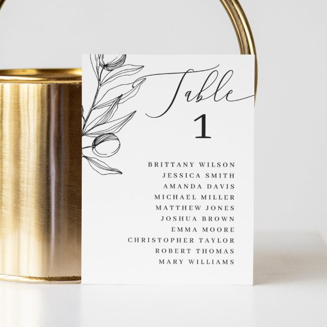 Invitation Tableau de mariage aux olives | Botanique minimali (Créateur téléchargé)