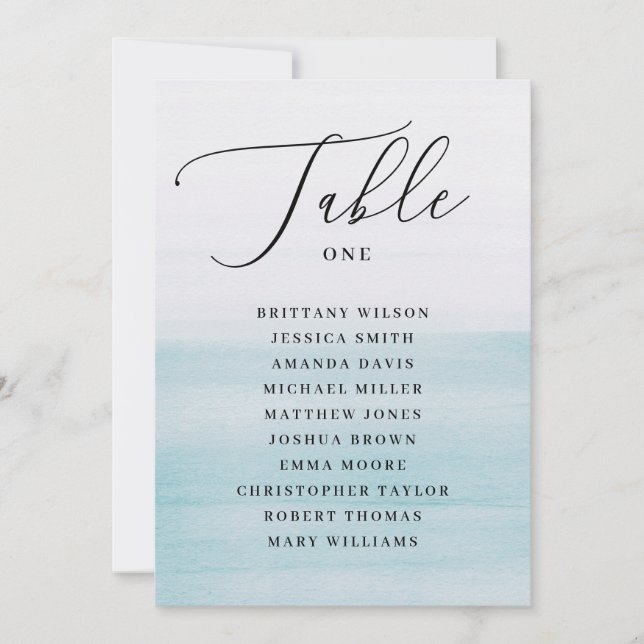 Invitation Tableau de mariage bleu nautique. Élégant océan (Devant)