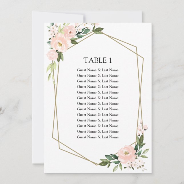 Invitation Tableau de Mariage Fleurs Rouges pour Placement de (Devant)