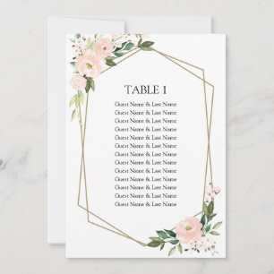 Invitation Tableau de Mariage Fleurs Rouges pour Placement de