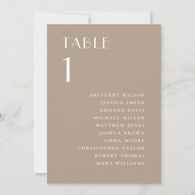 Invitation Tableau de mariage taupe poussiéreux minimal moder (Devant)