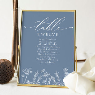 Invitation Tableau de placement de mariage à la pervenche de 