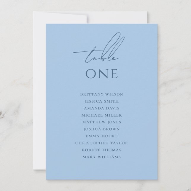 Invitation Tableau de placement de mariage bleu ciel pastel m (Devant)