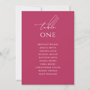 Invitation Tableau de placement de mariage couleur rose framb