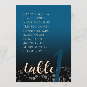 Invitation Tableau de placement de mariage élégant bleu océan