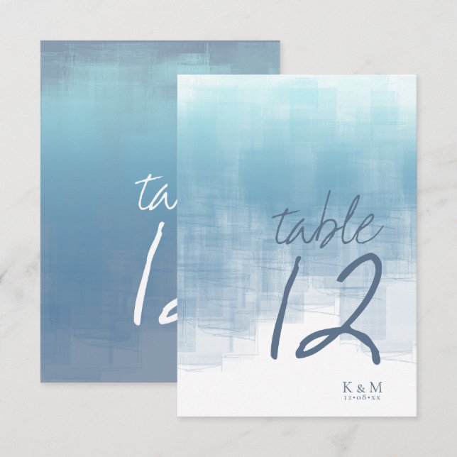 Invitation Tableau de réflexions à l'aquarelle Numéro Bleu ID (Devant / Derrière)