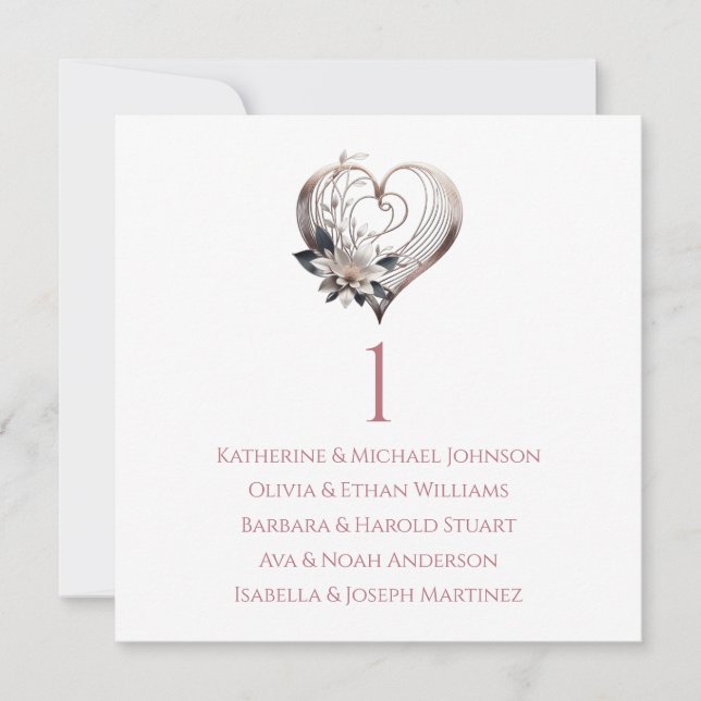 Invitation Tableau de siège Mariage rose moderne - (Devant)