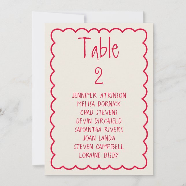 Invitation Tableau de siège unique Mariage rétro écrit à la m (Devant)