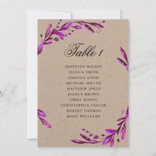 Invitation Tableau de sièges de mariage rustique violet. Lila