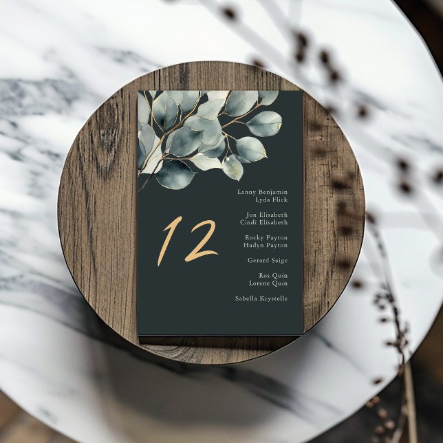 Invitation Tableau de sièges mariage Eucalyptus Foliage (Eucalyptus branch pretty leaves wedding table number seating chart card)