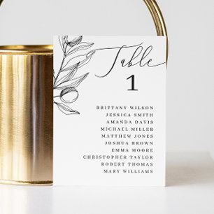 Invitation Tableau de sièges Mariages en olive   Botanique mi