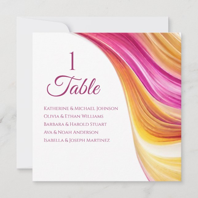 Invitation Tableau de sièges mariages - Moderne-rose Orange J (Devant)