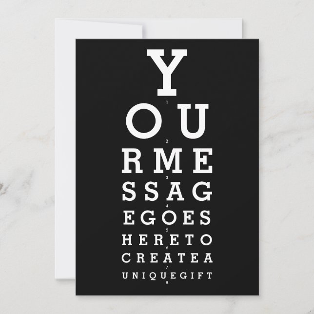Invitation Tableau de test de vue amusant avec message person (Devant)