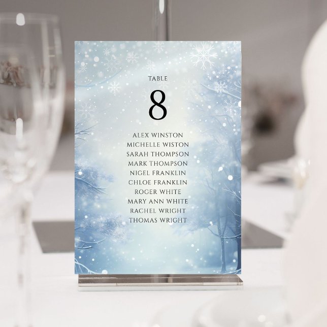 Invitation Tableau des numéros des forêts d'hiver (Winter Forest Table Number Seating Chart)
