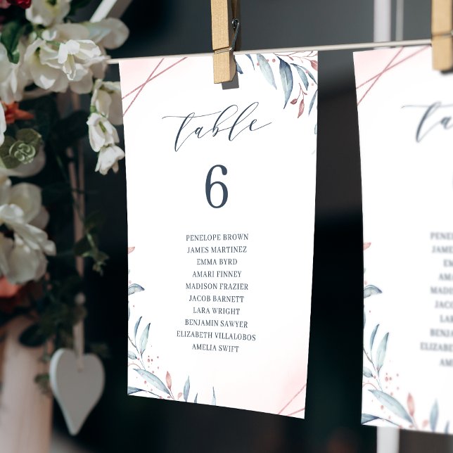Invitation Tableau des sièges de la table Dusty Blue Greenery (Dusty Blue Greenery table number seating chart)