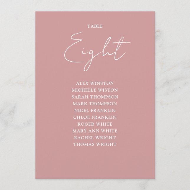 Invitation Tableau des sièges modernes Dusty Rose Numéro de t (Devant)
