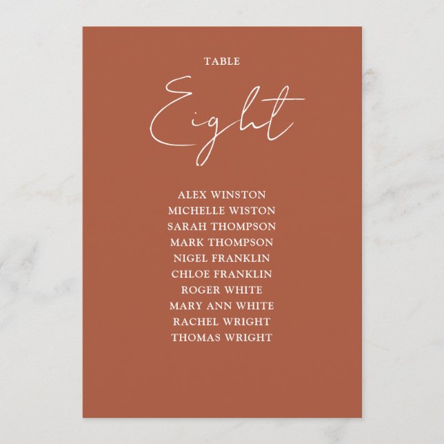 Invitation Tableau des sièges modernes en terre cuite Numéro  (Devant)