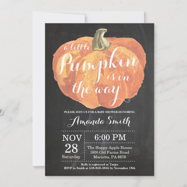 Invitation Tableau d'invitation de baby shower d'automne de (Devant)