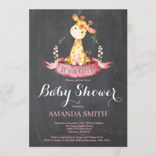 Invitation Tableau d'invitation de baby shower de girafe de