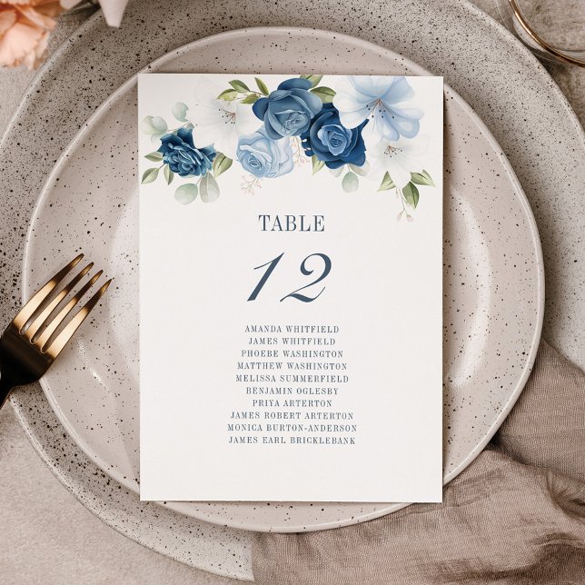 Invitation Tableau floral bleu poussiéreux Numéro 12 Tableau  (Créateur téléchargé)