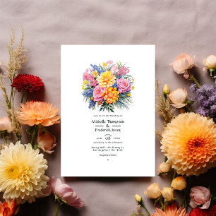Invitation Tableau floral lumineux pour mariage d'été