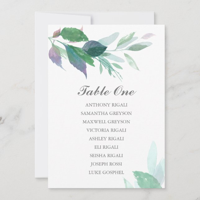 Invitation Tableau Mariage de verdure, plan de table (Devant)