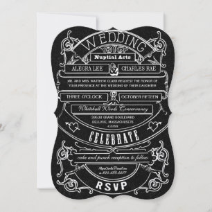Invitation Tableau Mariage Typographie Moderne Vintage