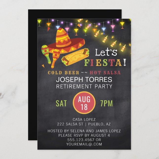 Invitation Tableau mexicain de partie de retraite de fiesta (Devant / Derrière)