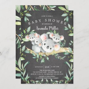 Invitation Tableau noir Adorable Koala Oear Triplet Baby show