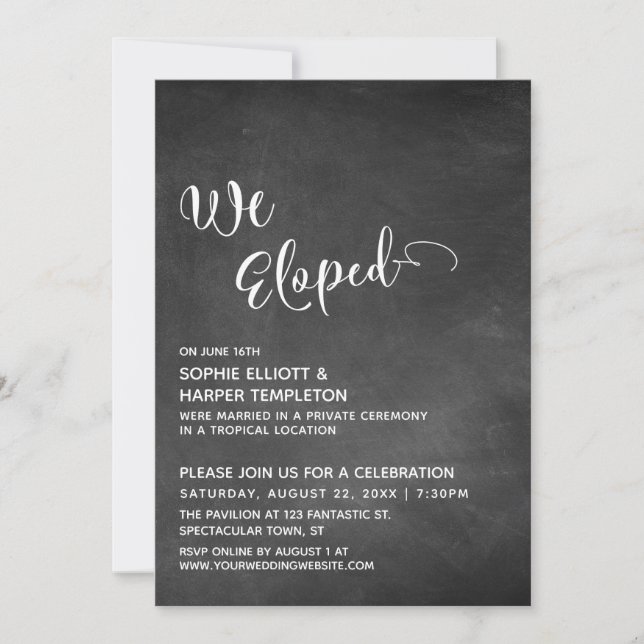 Invitation Tableau noir avec typographie simple Nous nous som (Devant)