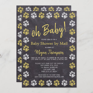 Invitation Tableau noir Baby shower gris jaune par courrier