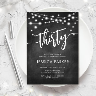 Invitation Tableau noir blanc 30e fête d'anniversaire