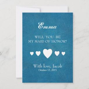 Invitation Tableau Noir Bleu Veux-Tu Être Ma Demoiselle D'Hon