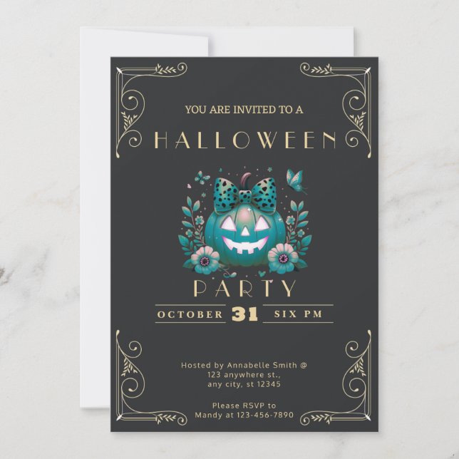 Invitation Tableau noir Citrouille Jack-O' Lantern Halloween  (Devant)