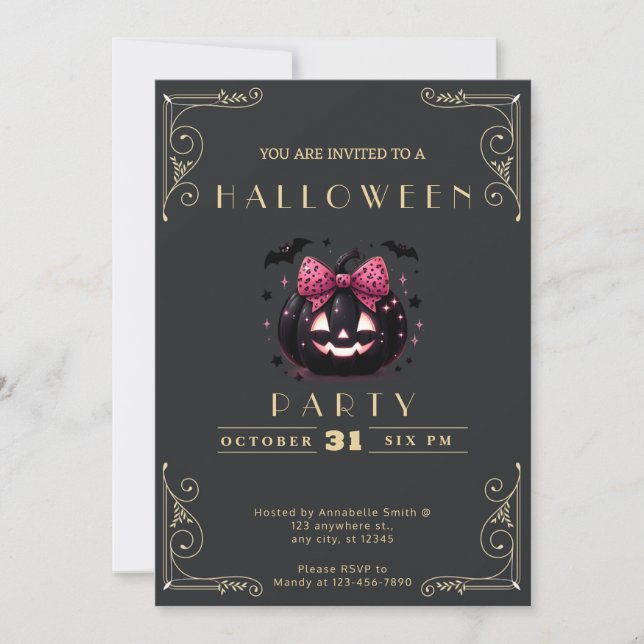 Invitation Tableau noir Citrouille Jack-O' Lantern Halloween  (Devant)