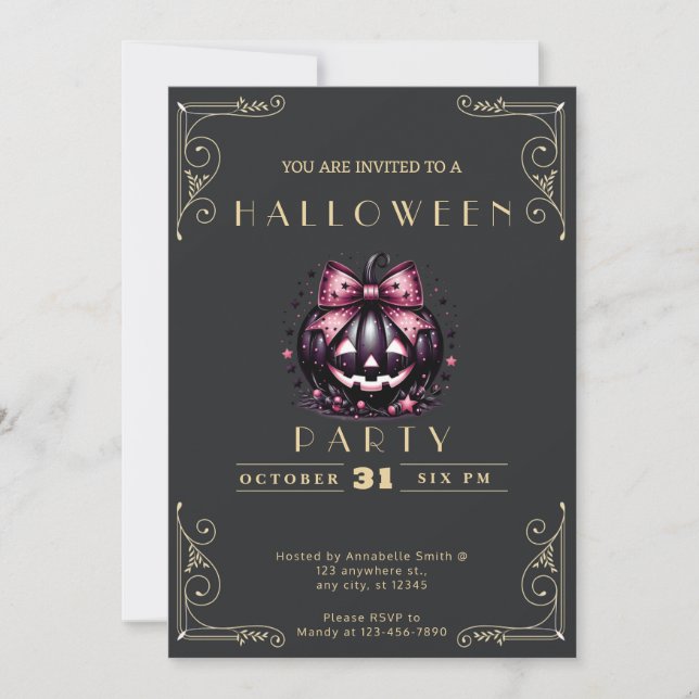 Invitation Tableau noir Citrouille Jack-O' Lantern Halloween  (Devant)