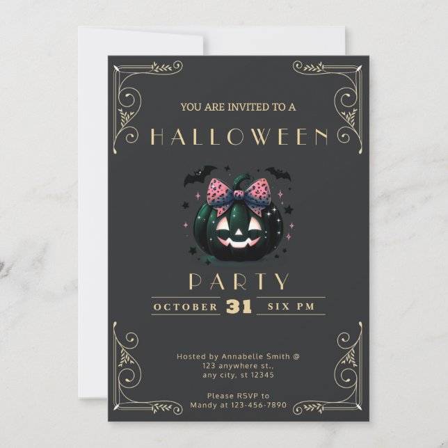 Invitation Tableau noir Citrouille Jack-O' Lantern Halloween  (Devant)