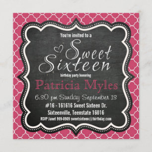 Invitation Tableau noir de Parties scintillant rose et Zebra