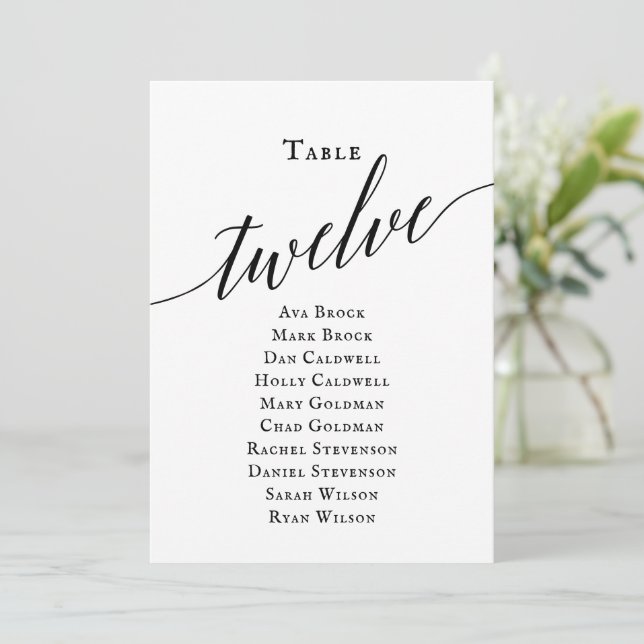 Invitation Tableau noir élégant Numéro 12 Tableau de siège (Debout devant)