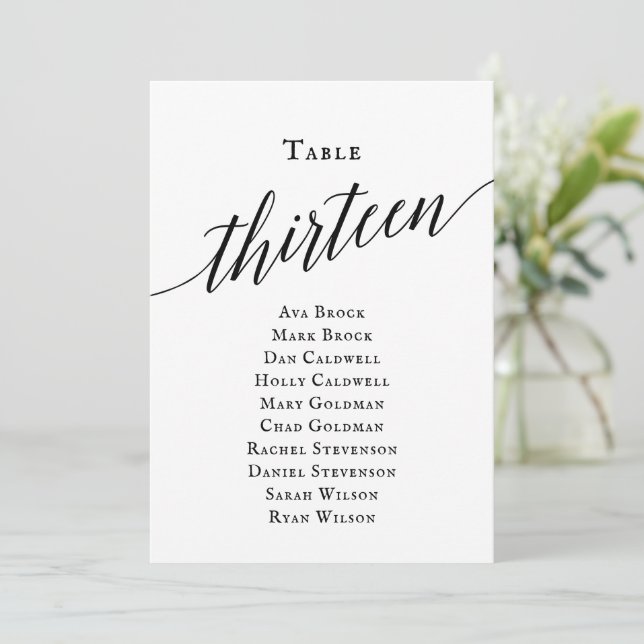 Invitation Tableau noir élégant Numéro 13 Tableau de siège (Debout devant)