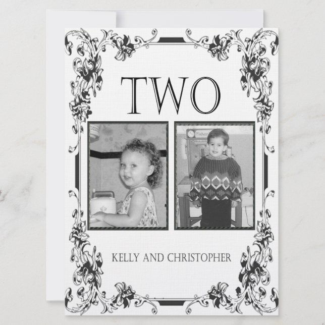 Invitation Tableau noir et blanc vintage Numéro 2 (Devant)