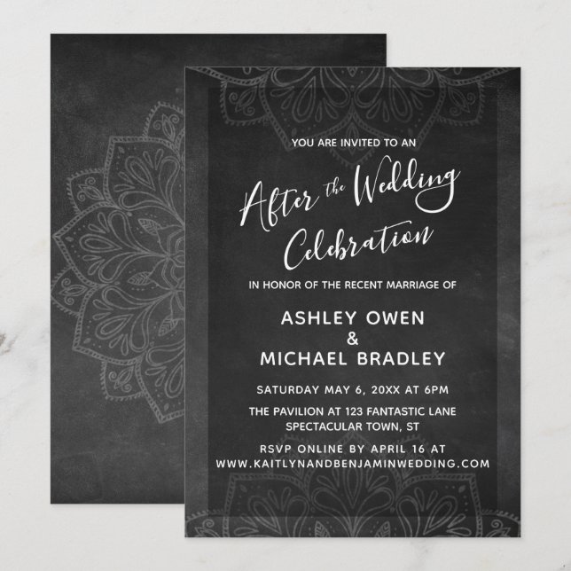 Invitation Tableau noir et mandala après la célébration de ma (Devant / Derrière)