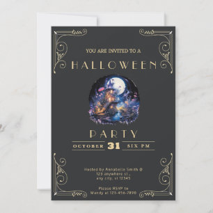 Invitation Tableau noir et or Elfin Accueil Halloween