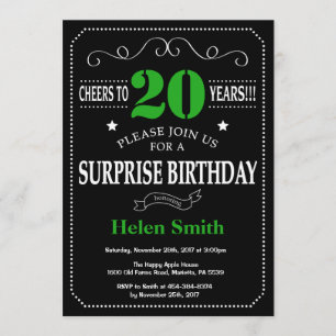 Invitation Tableau noir et vert pour le 20e anniversaire de s