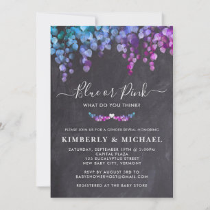 Invitation Tableau noir Eucalyptus Genre Révéler Bébé bleu ro