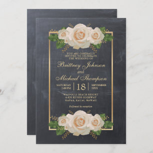 Invitation Tableau noir floral rustique   MARIAGE